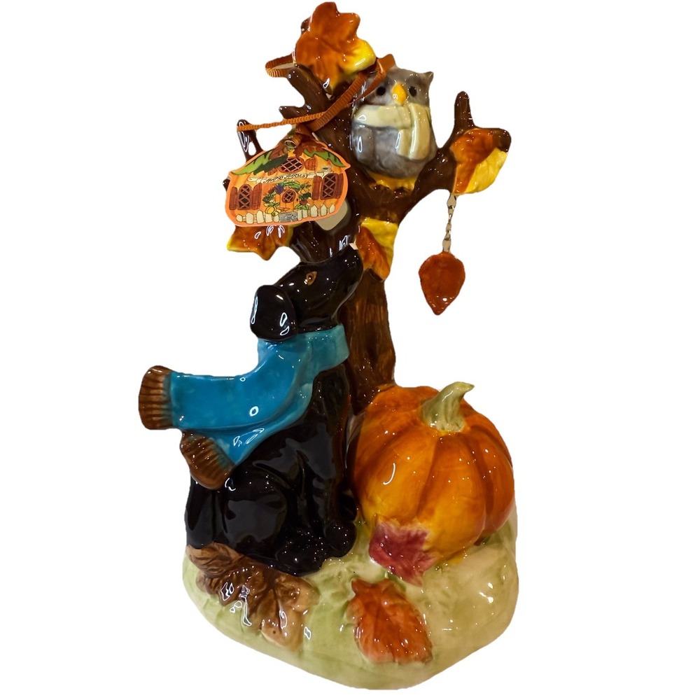 Blue Sky Clayworks Autumn Tree Lab Dog Leg 8.5" Figurine "Hello‎ Fall" NEW